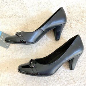 New Comfortable Black Mid Heel Shoes - Size 5